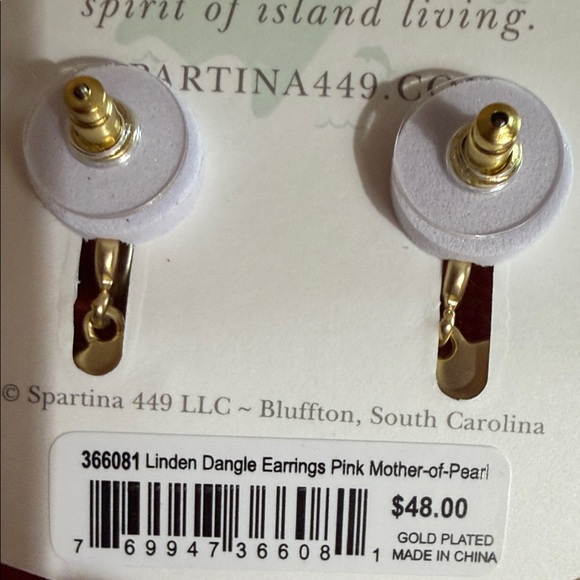 Spartina 449 Linden Dangle Earrings Pink Mother of Pearl - Picture 7 of 8